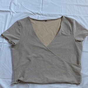 Gold metallic wrap top